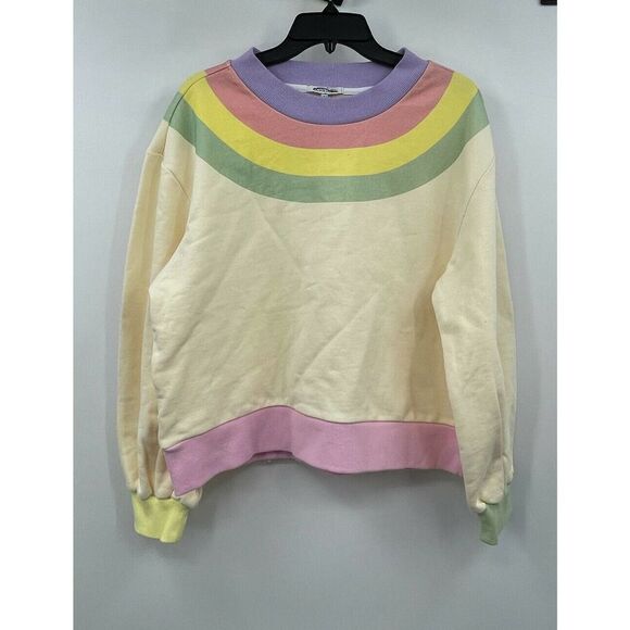 Olivia Rubin Nettie Rainbow Balloon Sleeve Large Crew Pullover Sweatshirt New - Picture 3 of 7
